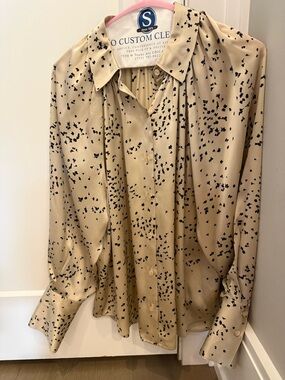Rebecca Taylor Cream Blouse with Black Floral Speckle